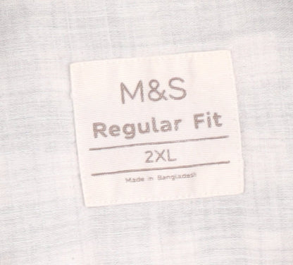 Marks and Spencer Men's Green Check Shirt 2XL