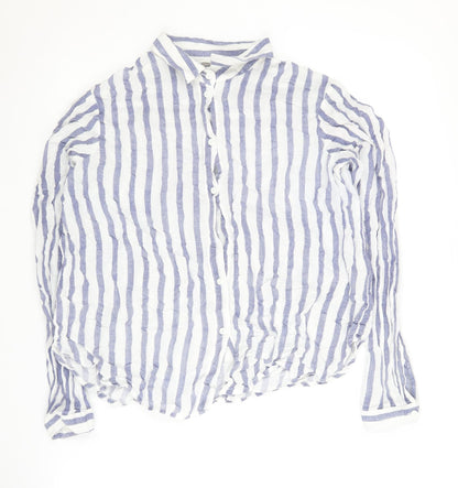 VERO MODA Women's Blue Striped Button-Up Shirt L