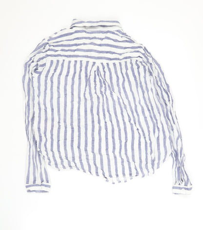 VERO MODA Women's Blue Striped Button-Up Shirt L