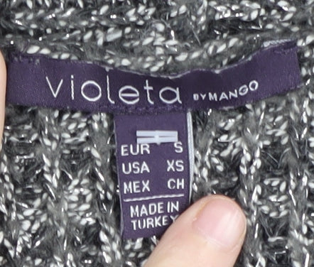 Violeta by Mango Women's Grey Knit Open Front Cardigan Size 10