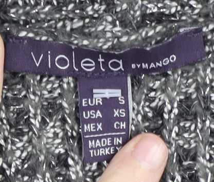 Violeta by Mango Women's Grey Knit Open Front Cardigan Size 10
