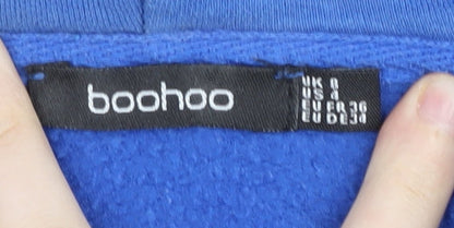 Boohoo Women's Blue Full Zip Hoodie Size 8