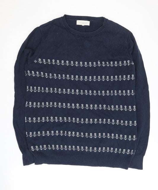 Frederik Anderson Men's Blue Graphic Print Jumper M