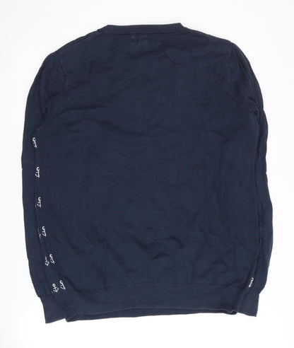 Frederik Anderson Men's Blue Graphic Print Jumper M