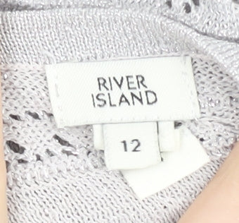Womens UK Size 12 River Island Silver Pullover Jumper