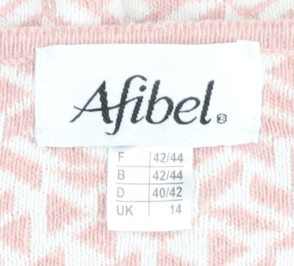 Womens UK Size 14 Afibel Pink Cardigan Jumper