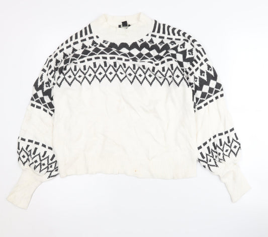 Ann Taylor Women’s White Geometric Pullover Jumper S