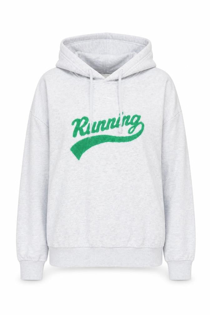 Front view of Grey Hooded Running Hoodie - unisex m