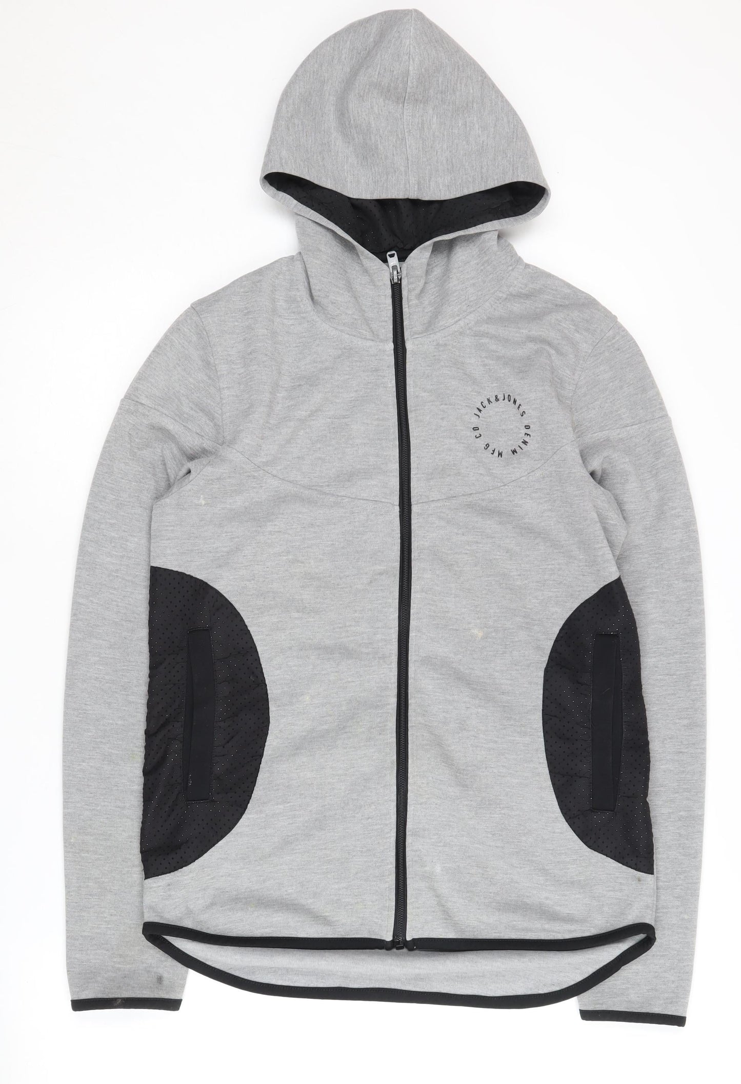 Mens UK Size S JACK & JONES Grey Full Zip Hoodie