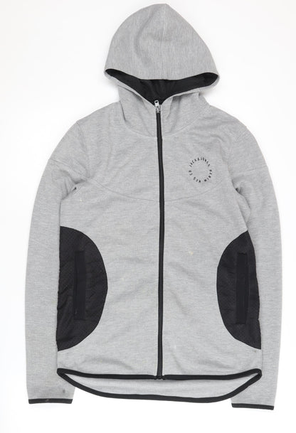 Mens UK Size S JACK & JONES Grey Full Zip Hoodie