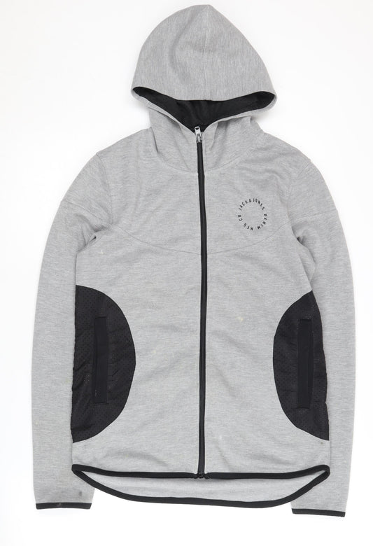 Mens UK Size S JACK & JONES Grey Full Zip Hoodie