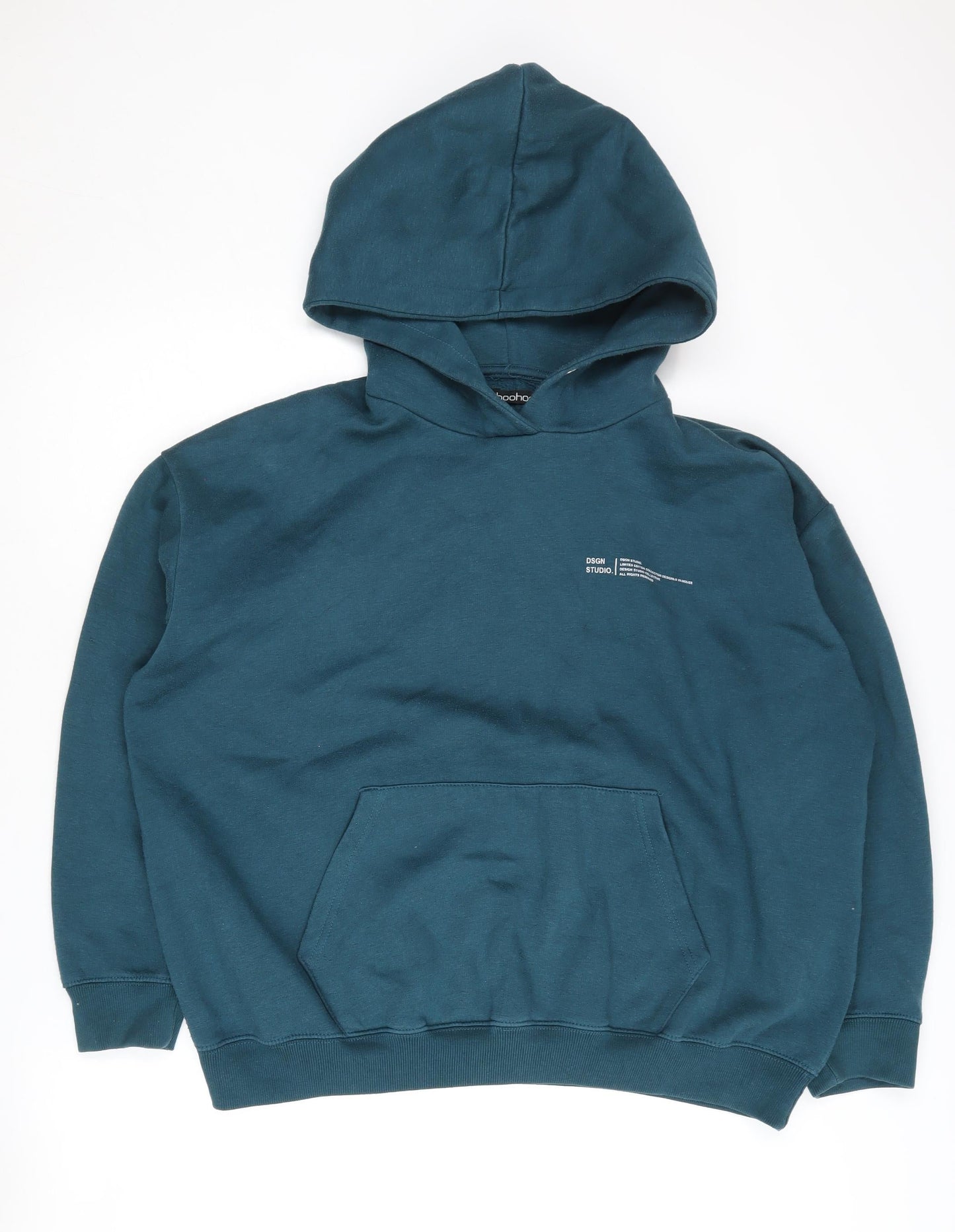 Boohoo Unisex Blue Pullover Hoodie L