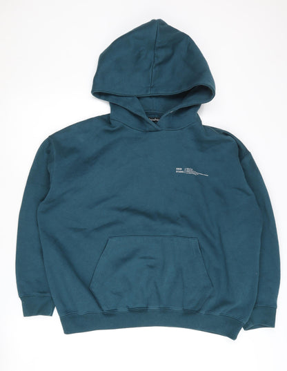 Boohoo Unisex Blue Pullover Hoodie L