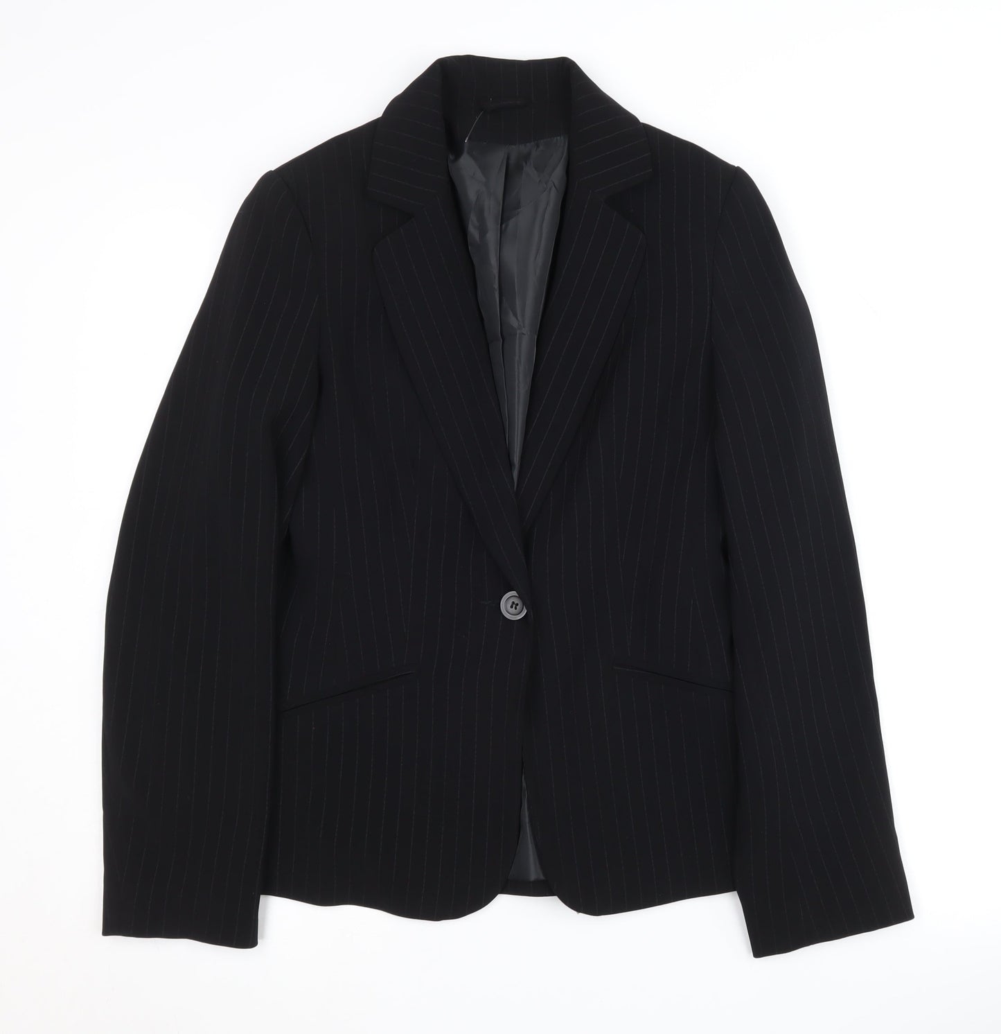 New Look Black Pinstripe Womens Blazer Size 10