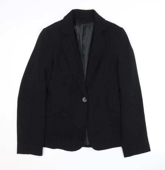 New Look Black Pinstripe Womens Blazer Size 10