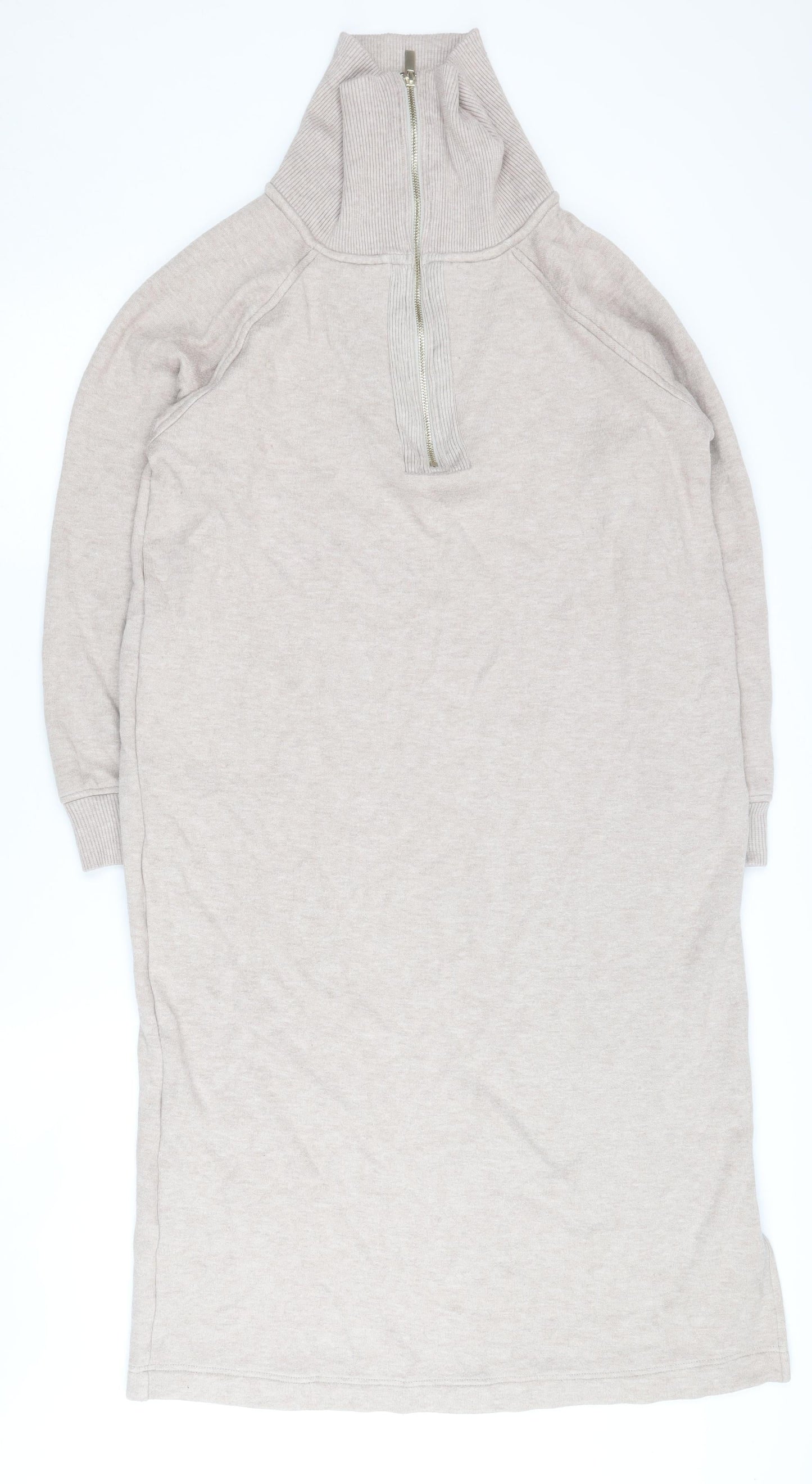 Next Women Beige Knit Dress M Size with High Neck