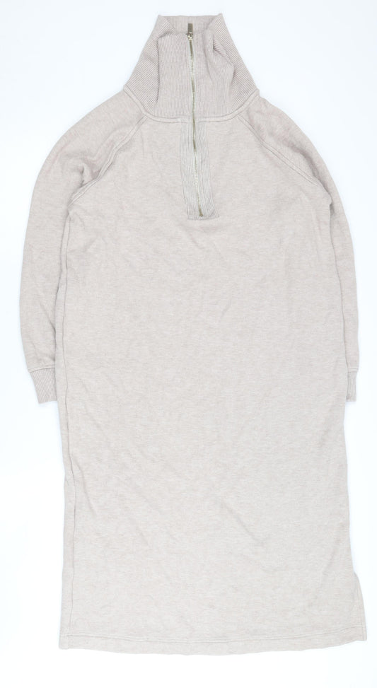 Next Women Beige Knit Dress M Size with High Neck