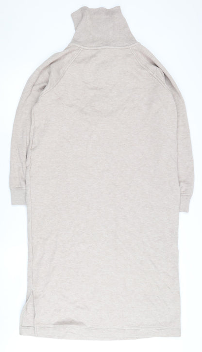 Next Women Beige Knit Dress M Size with High Neck