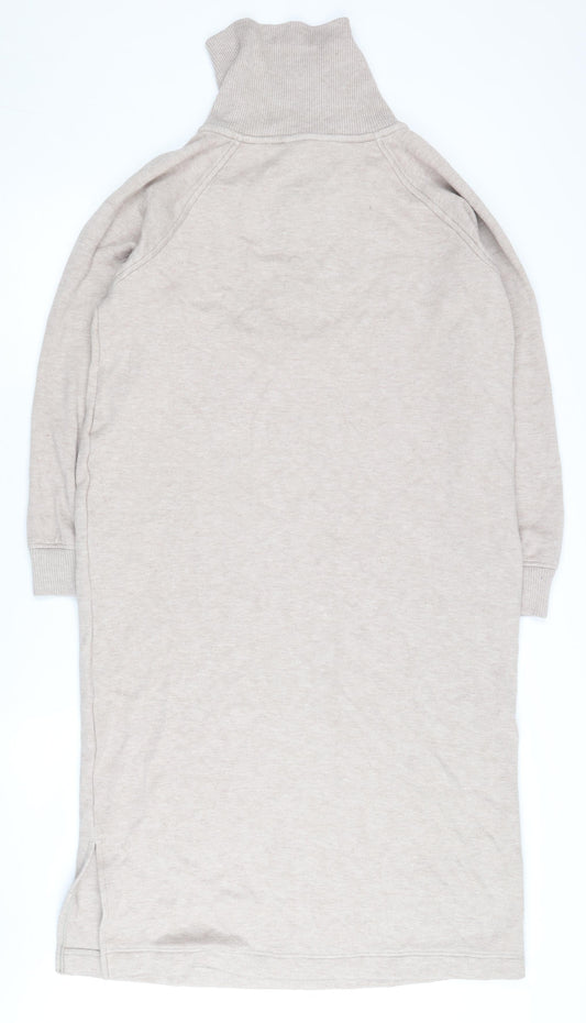 Next Women Beige Knit Dress M Size with High Neck
