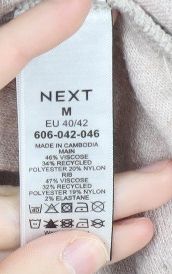 Next Women Beige Knit Dress M Size with High Neck