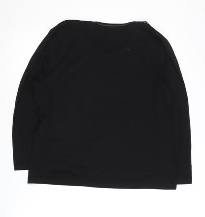 Goléhaug Women's Black Embroidered Floral Top Size 14