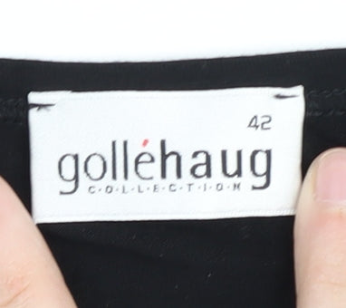Goléhaug Women's Black Embroidered Floral Top Size 14