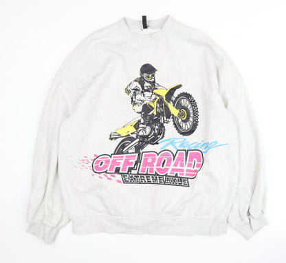 Unisex Adults UK Size S H&M Grey Pullover Sweatshirt