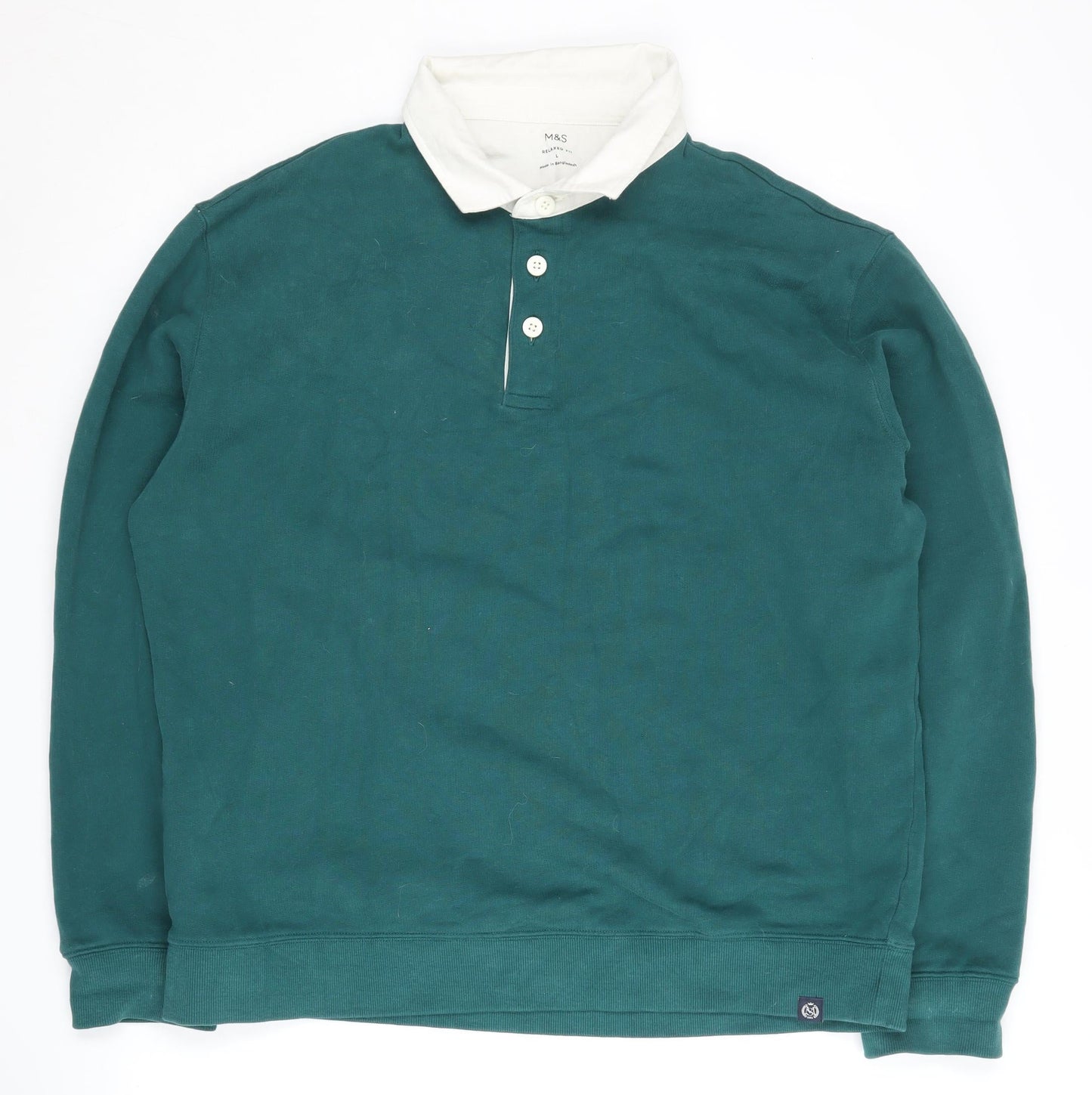 Mens UK Size L Marks and Spencer Green Henley Sweatshirt