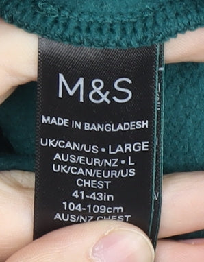 Mens UK Size L Marks and Spencer Green Henley Sweatshirt