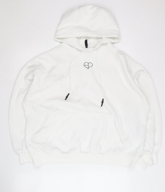 Womens UK Size M H&M Divided White Pullover Hoodie