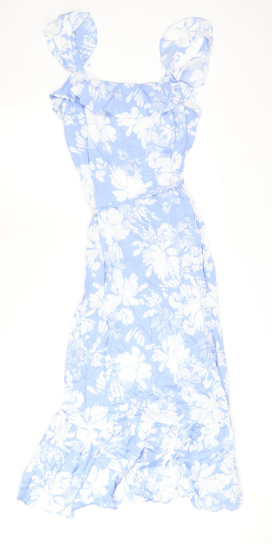 Marks and Spencer Women's Blue Floral Dress Size 10