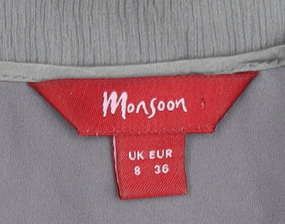 Monsoon Women's Grey 3/4 Sleeve V-Neck Dress