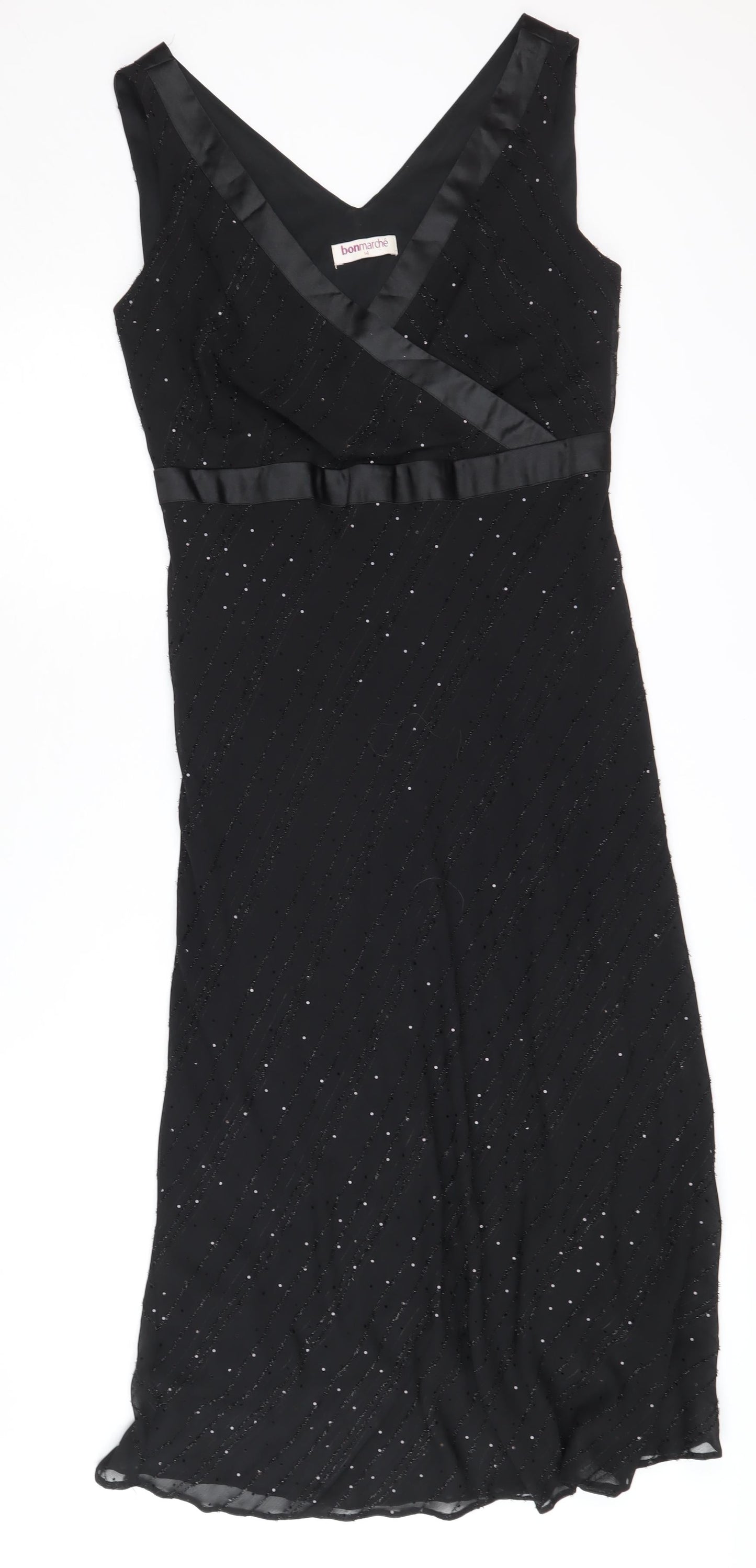 Bonmarché Women's Black Sequin Sleeveless Dress Size 14