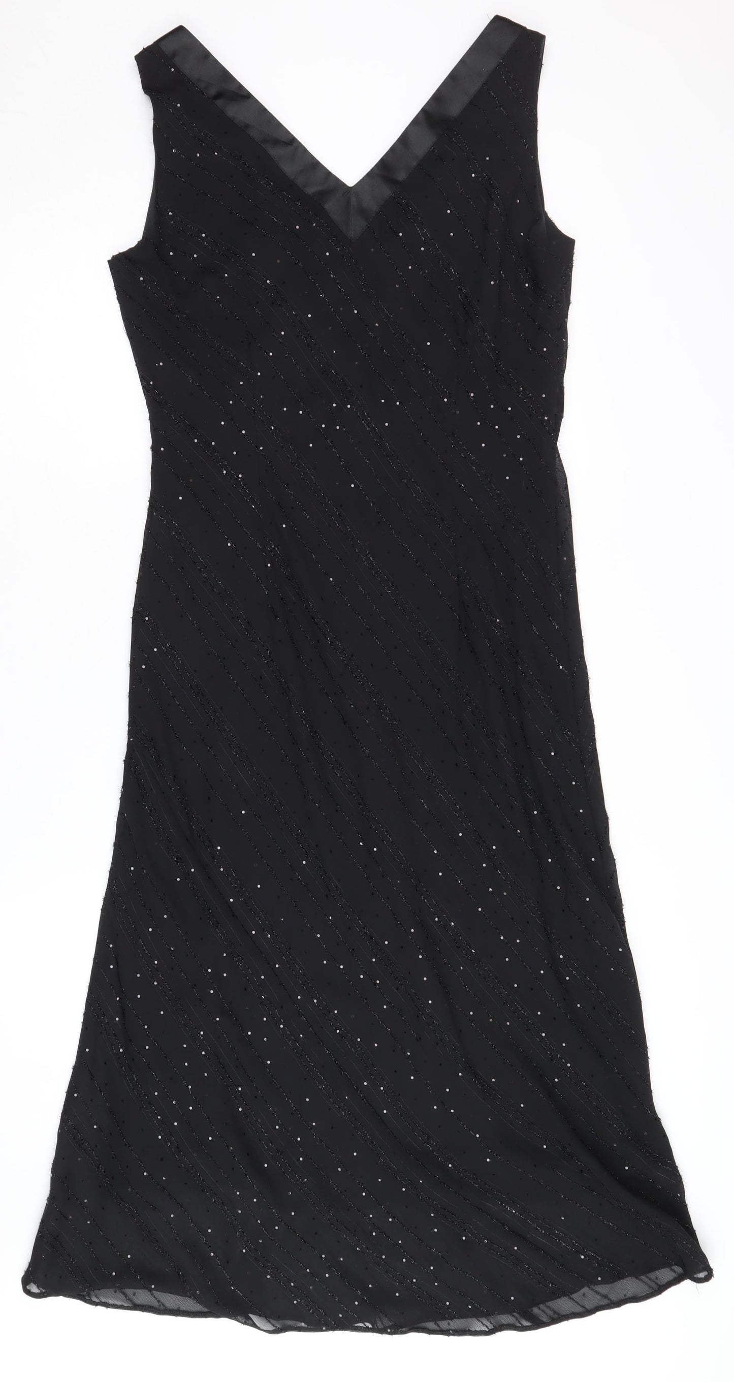 Bonmarché Women's Black Sequin Sleeveless Dress Size 14