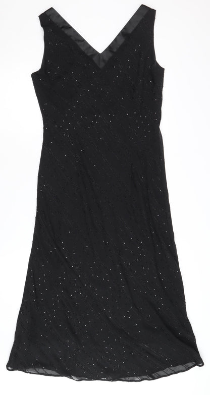 Bonmarché Women's Black Sequin Sleeveless Dress Size 14