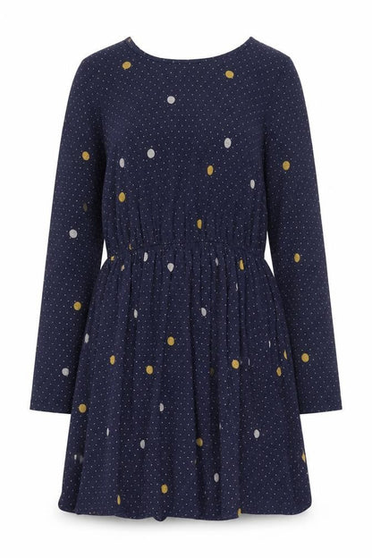Whistles Women's Blue Polka Dot Long Sleeve Dress
