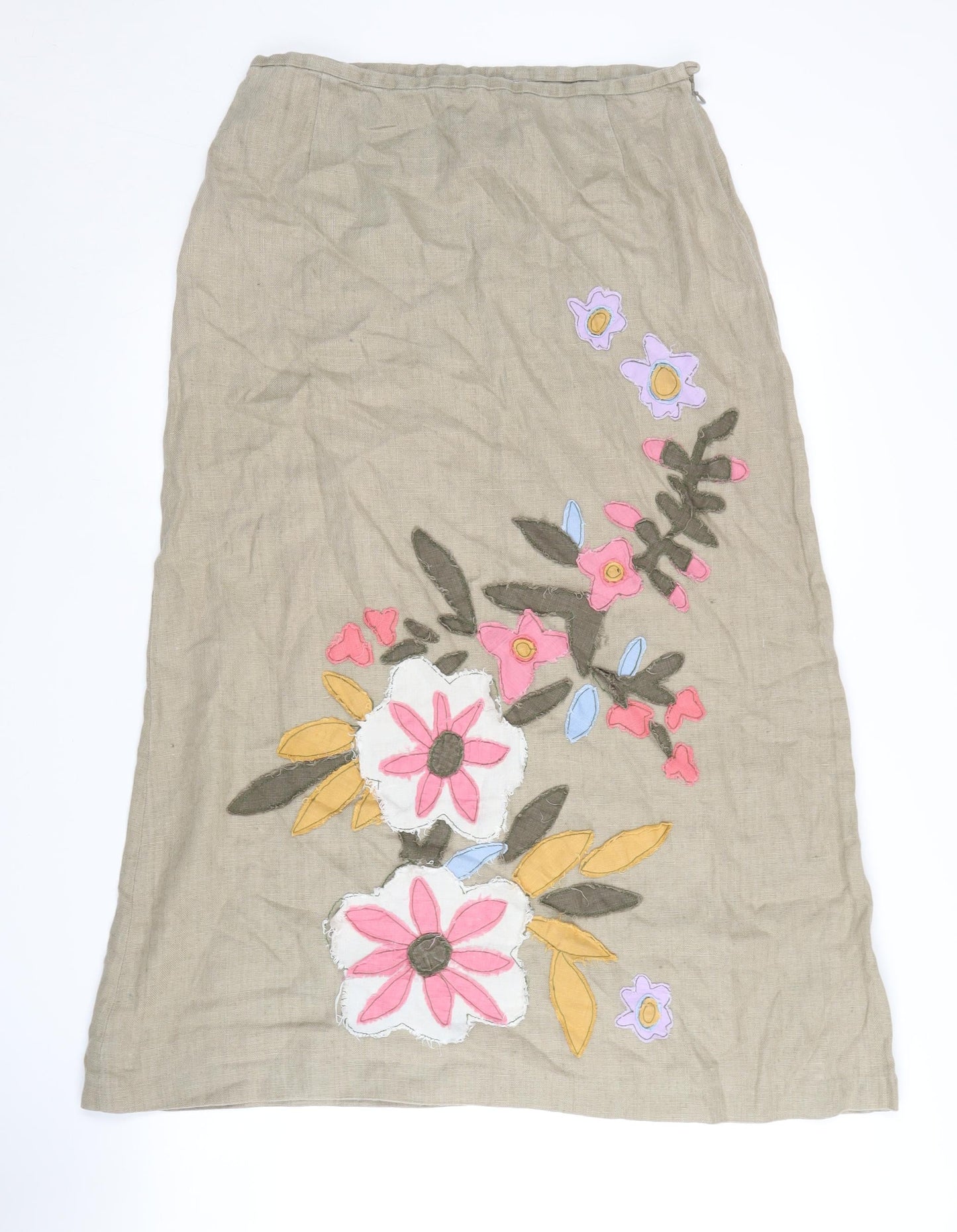 Wealth of Nations Beige Floral Embroidered Skirt, Size 12