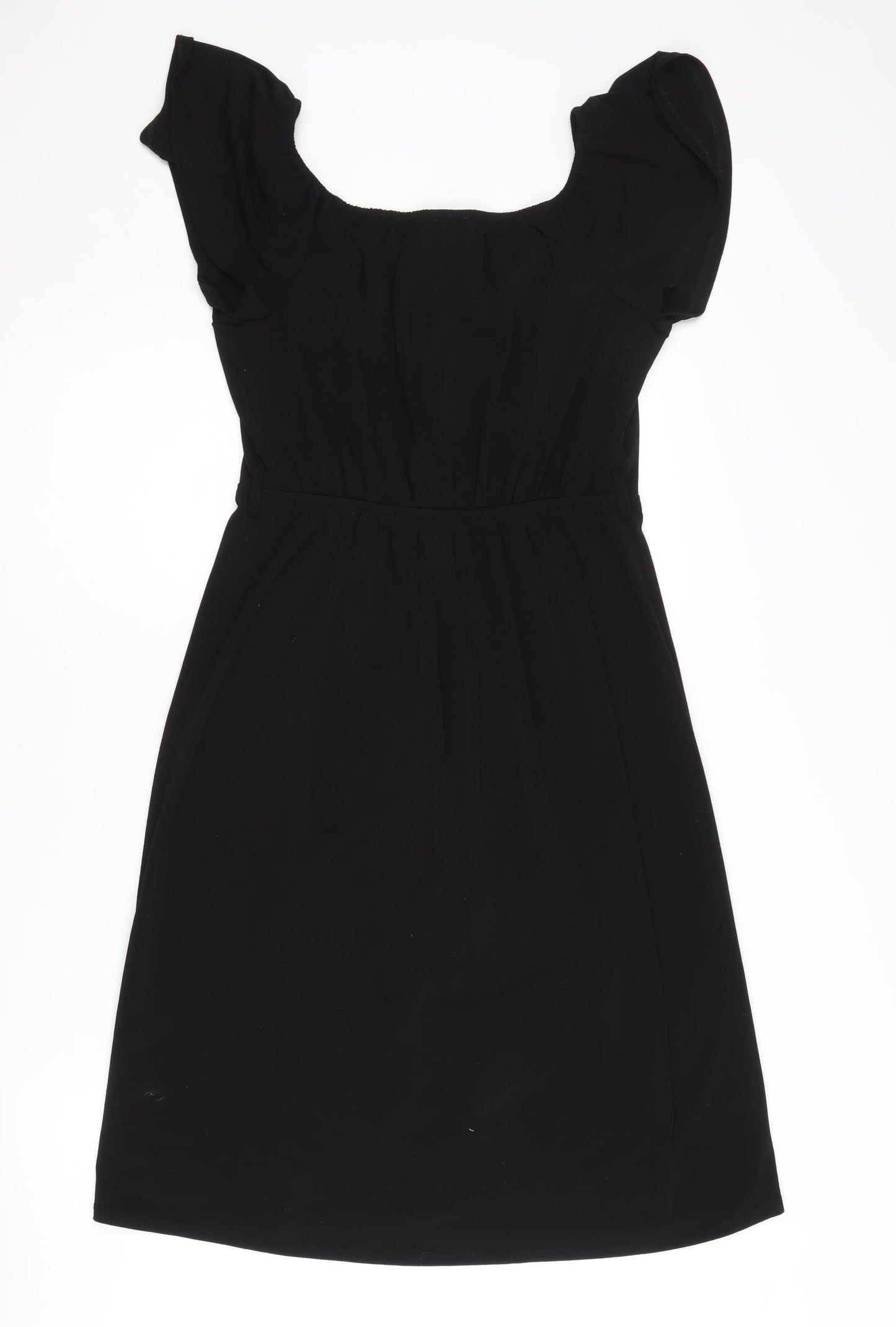 Monteau Women's Black Dress M with Puff Sleeves