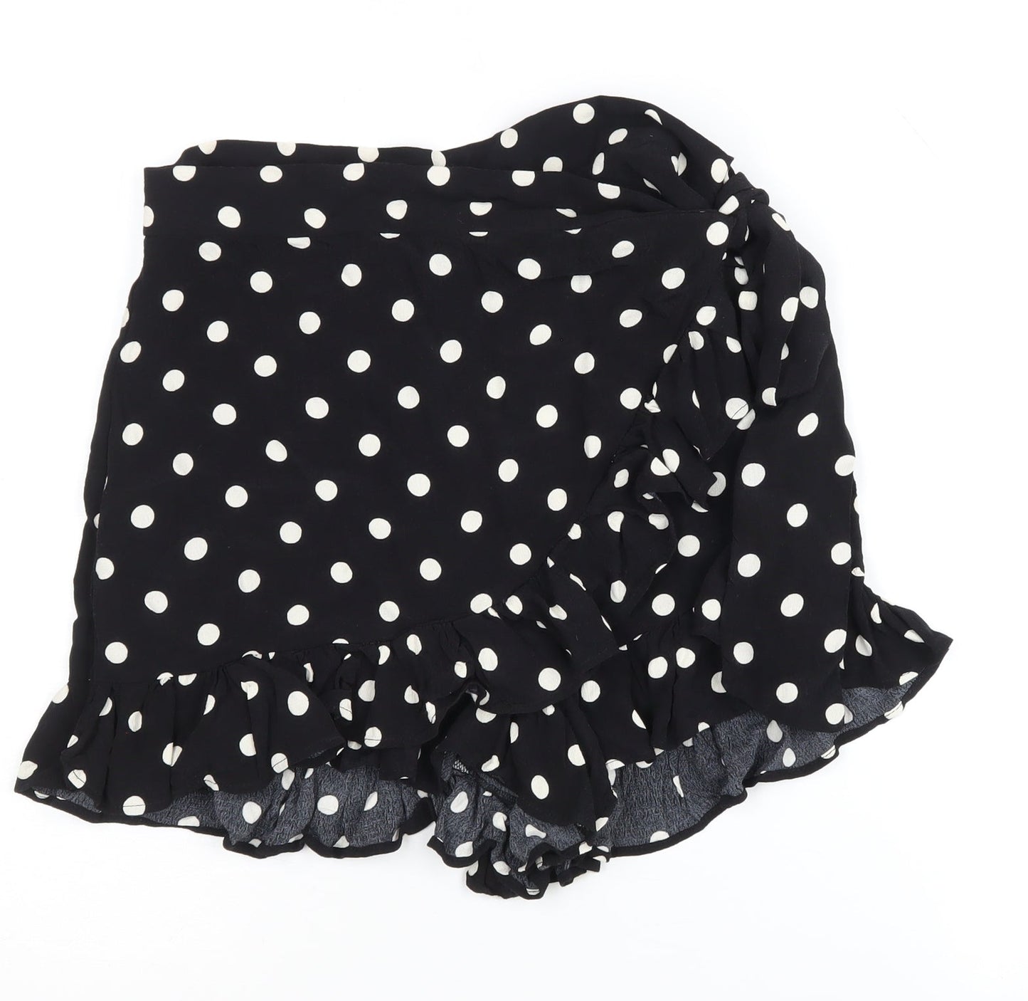 Zara Women's Black Polka Dot Wrap Shorts, Size M