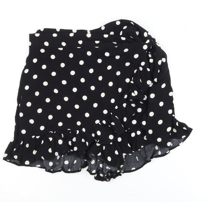 Zara Women's Black Polka Dot Wrap Shorts, Size M