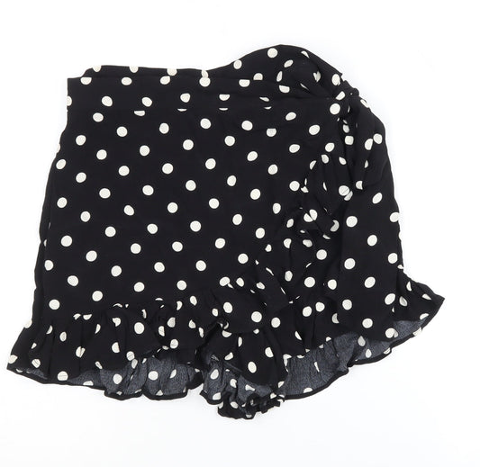 Zara Women's Black Polka Dot Wrap Shorts, Size M