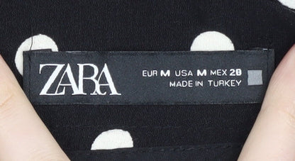 Zara Women's Black Polka Dot Wrap Shorts, Size M
