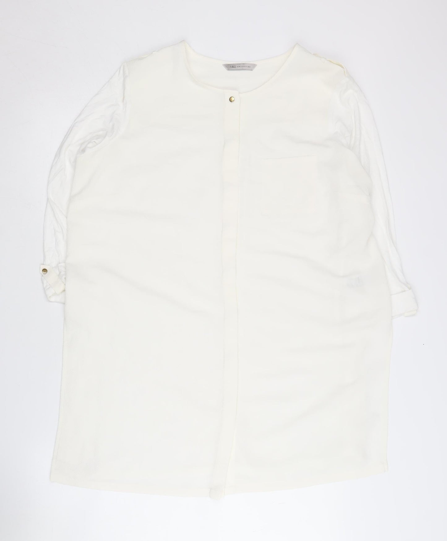 Womens UK Size 16 Marks and Spencer White Basic Button-Up