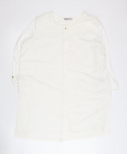 Womens UK Size 16 Marks and Spencer White Basic Button-Up