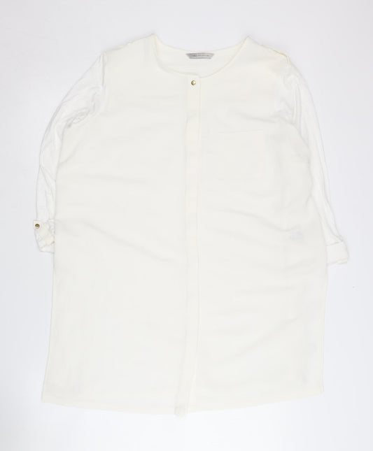Womens UK Size 16 Marks and Spencer White Basic Button-Up