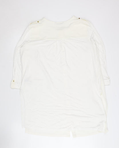 Womens UK Size 16 Marks and Spencer White Basic Button-Up