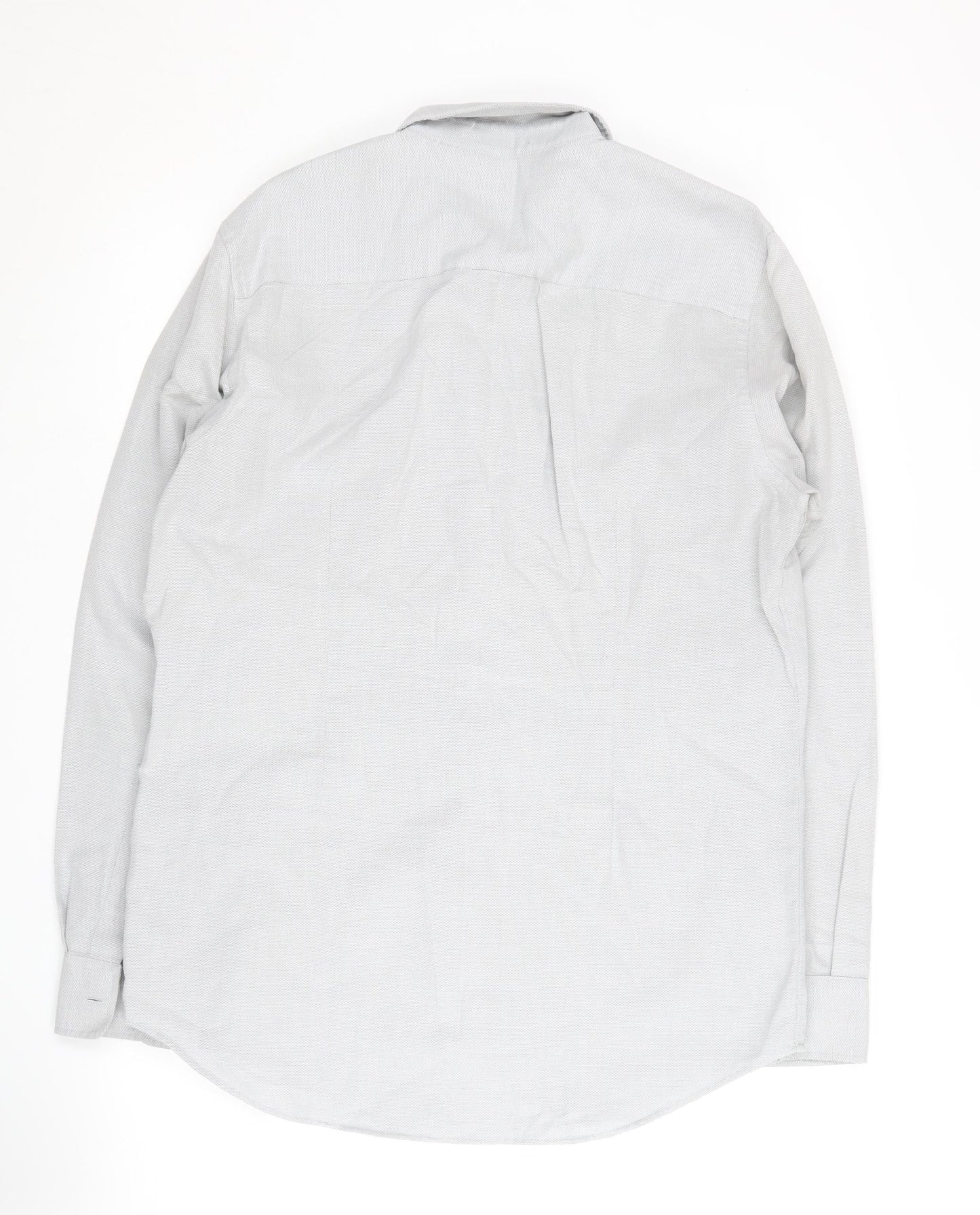 Zara Men's Grey Slim Fit Long Sleeve Shirt L