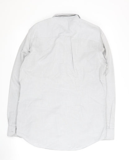 Zara Men's Grey Slim Fit Long Sleeve Shirt L