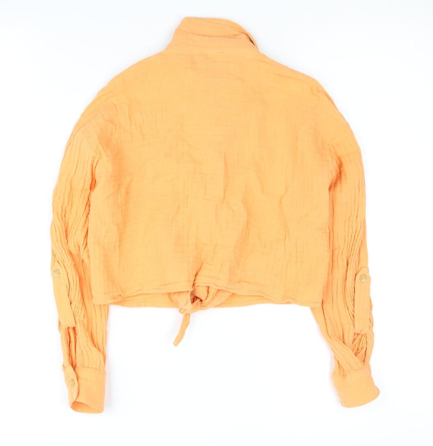River Island Girls Orange Cropped Button-Up Shirt 9-10 Years