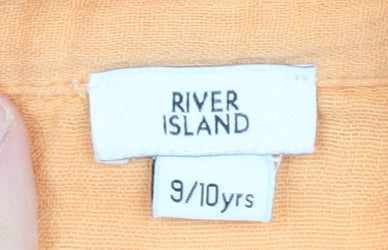 River Island Girls Orange Cropped Button-Up Shirt 9-10 Years